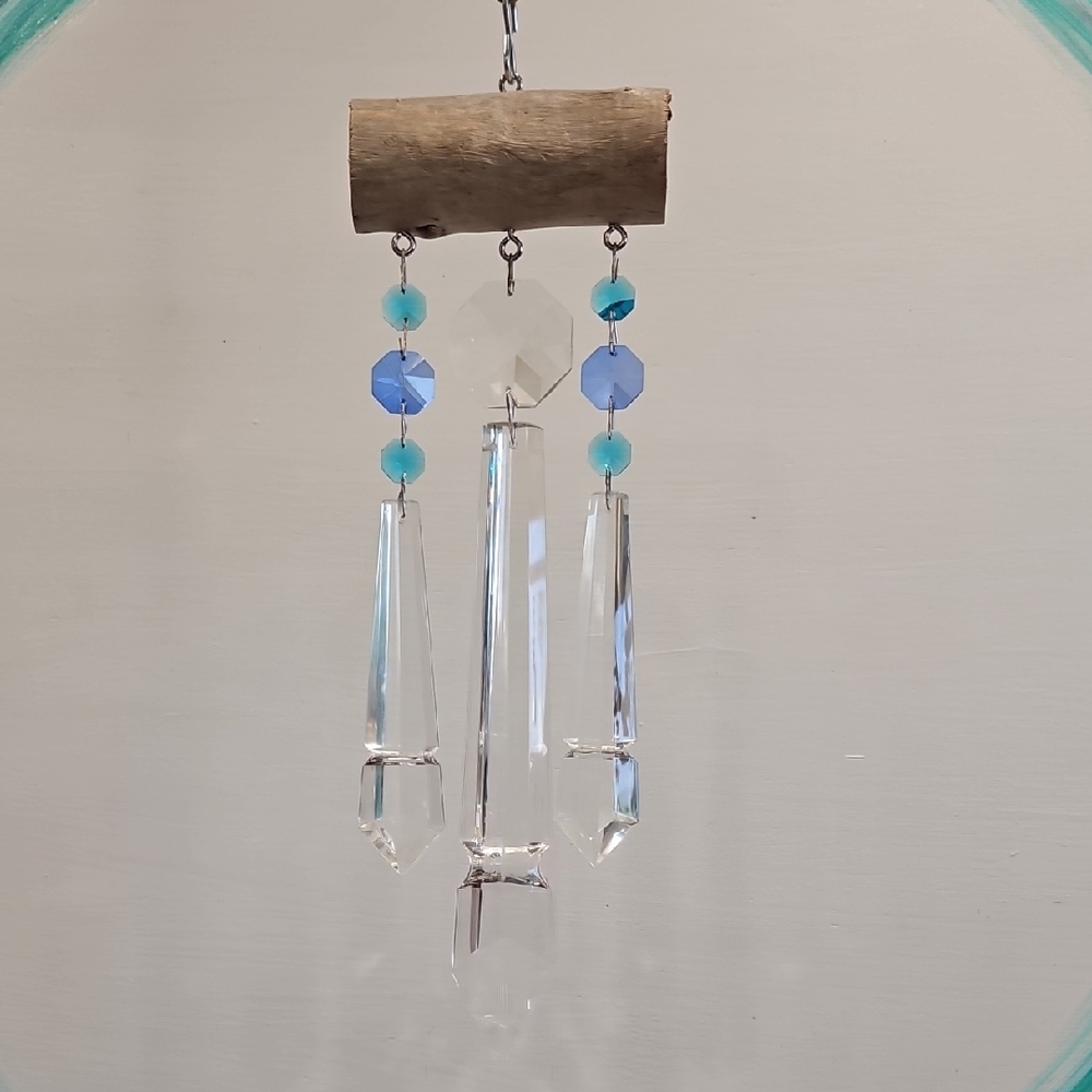 Crystal Wind Chime with Blue Accents